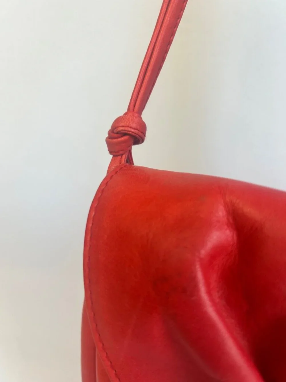 Women's Red Leather Shoulder Bag Bow Flap Purse Slouch Hobo Handbag Adjustable S